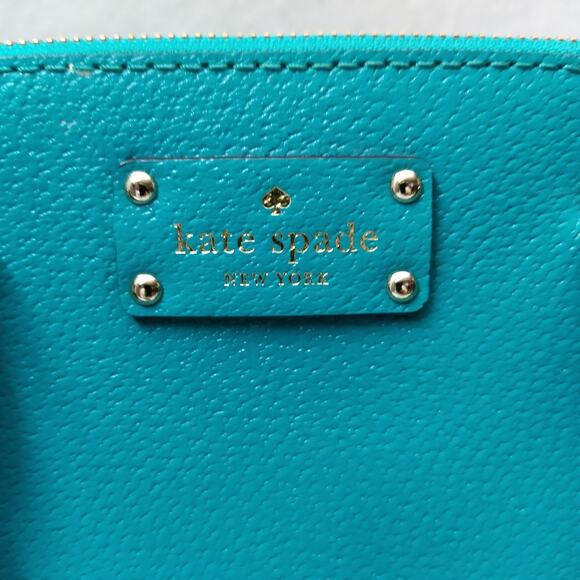 Kate Spade Teal Leather Double Handles Zipper Closure Satchel Bag - Picture 3 of 16